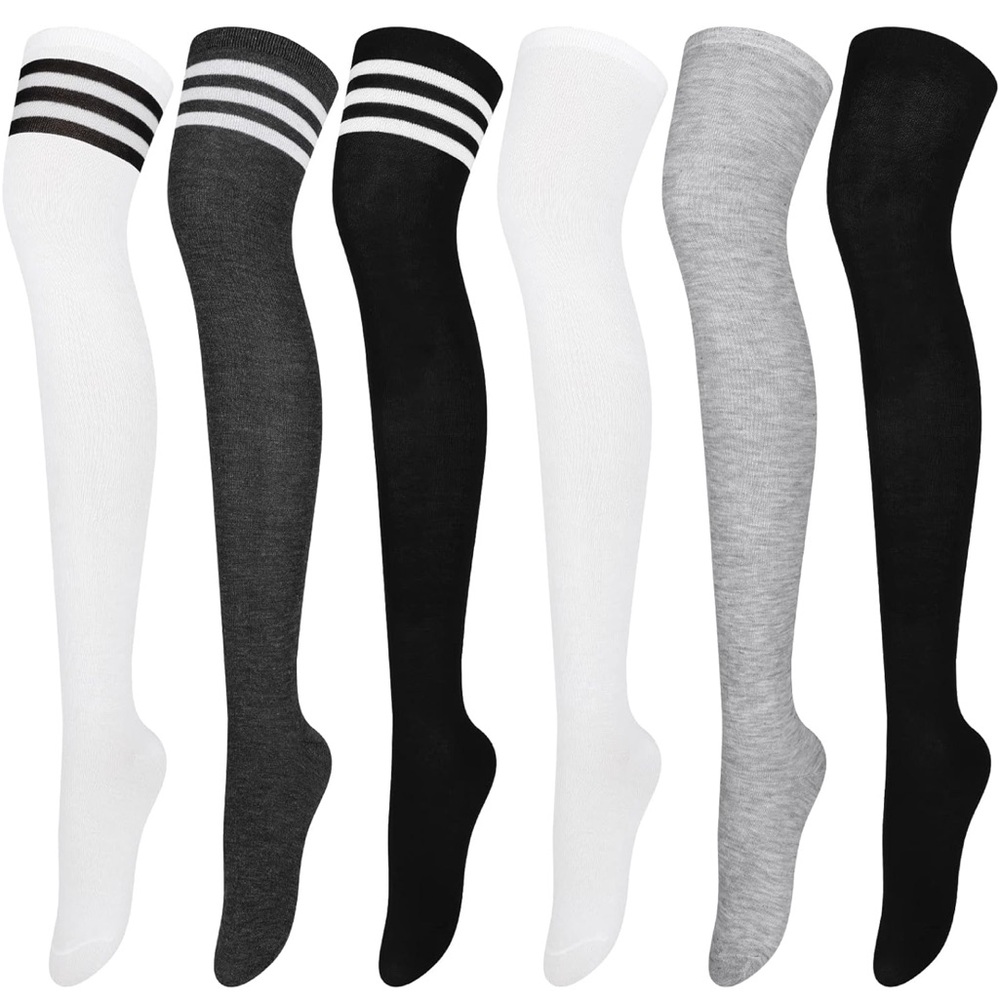 Women’s Black, White, and Gray Over-the-Knee Socks